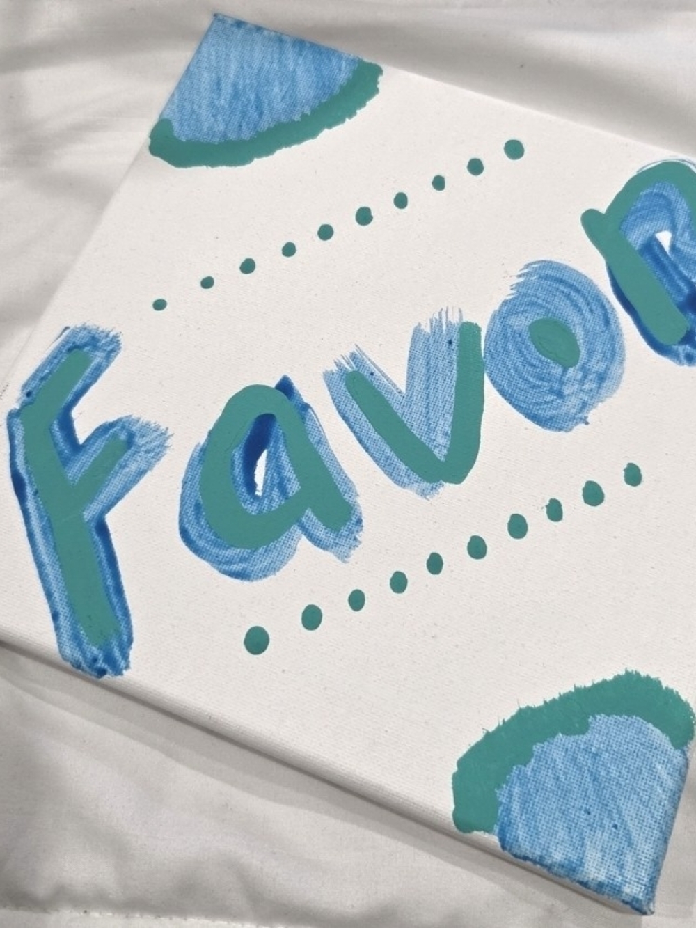 Handpainted 'Favor' Canvas Art in Teal & Sky Blue